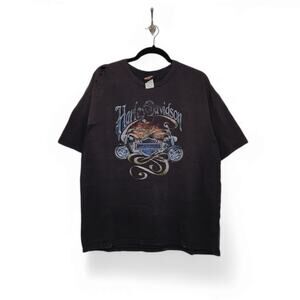 Vintage Harley Davidson Distressed Faded Worn Grunge Thrashed XL Black
